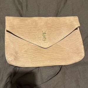 YSL caramel suede clutch